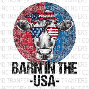 Barn In The USA Cow Ready To Press Sublimation Transfer