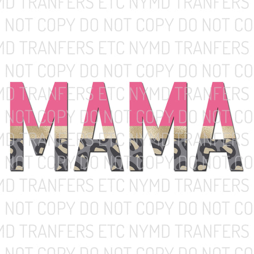 Mama Pink Gold Leopard Ready To Press Sublimation Transfer