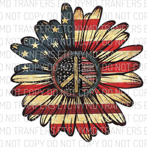 American Flag Sunflower Ready To Press Sublimation Transfer