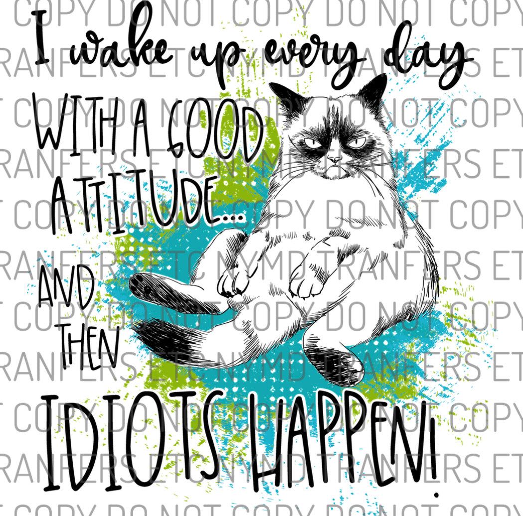 Wake Up With A Good Attitude Grumpy Cat Ready To Press Sublimation Transfer