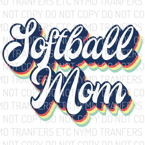 Softball Mom Retro Ready To Press Sublimation Transfer