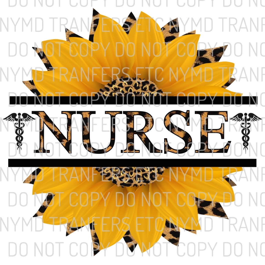 Nurse Leopard Sunflower Ready To Press Sublimation Transfer